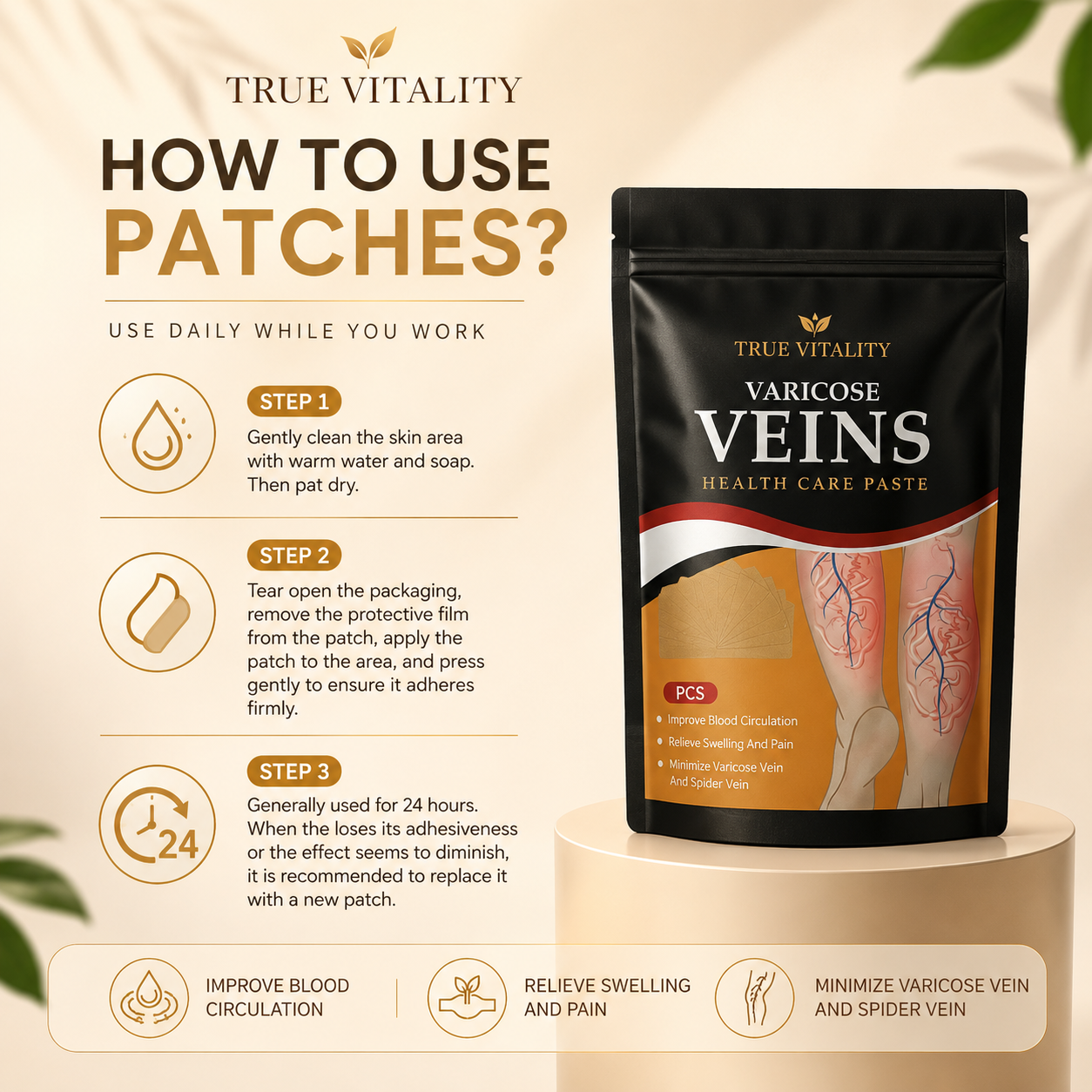 Varicose Veins Sticker for Legs, Against Spider Veins Patch(PACK 2)